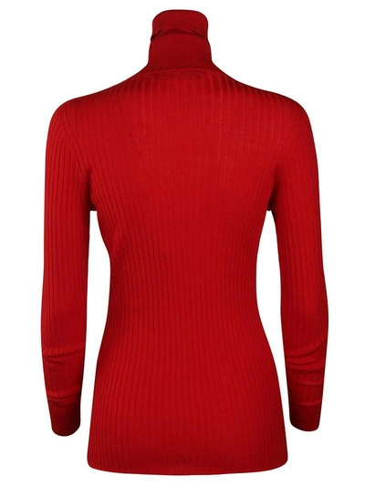 Shop Versace Ribbed Sweater In Red