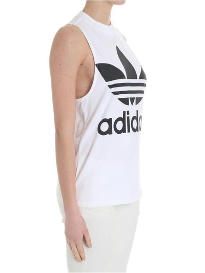 Shop Adidas Originals Cotton Blend Tank Top In White
