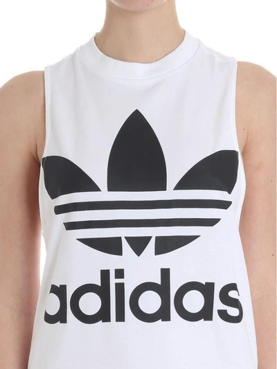 Shop Adidas Originals Cotton Blend Tank Top In White