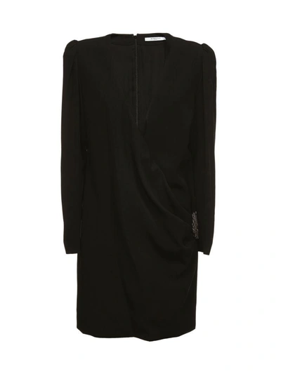 Shop Givenchy Wrap Dress In Nero