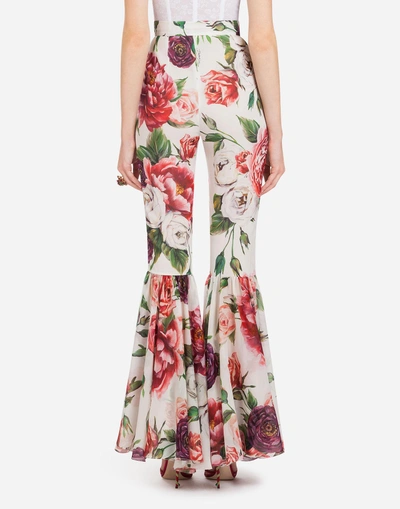 Shop Dolce & Gabbana Peony-print Silk Pants In Floral Print