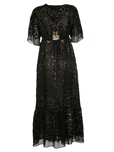 Shop Stella Mccartney Animalier Leopard Sheer Maxi Dress In Black