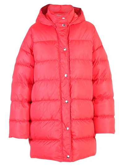 Shop Msgm Red Oversized Padded Jacket