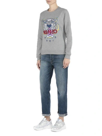 Shop Kenzo Cotton Sweatshirt In Dove Grey