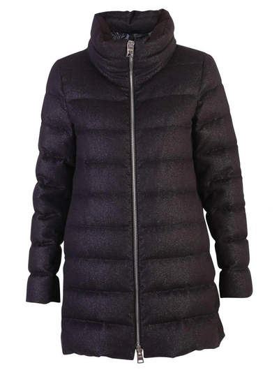 Shop Herno Black Lurex Padded Jacket