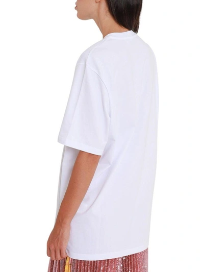 Shop Msgm Short Sleeves T-shirt With Times New Roman Print In Bianco