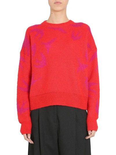 Shop Mcq By Alexander Mcqueen Swallow Intarsia Sweater In Rosso