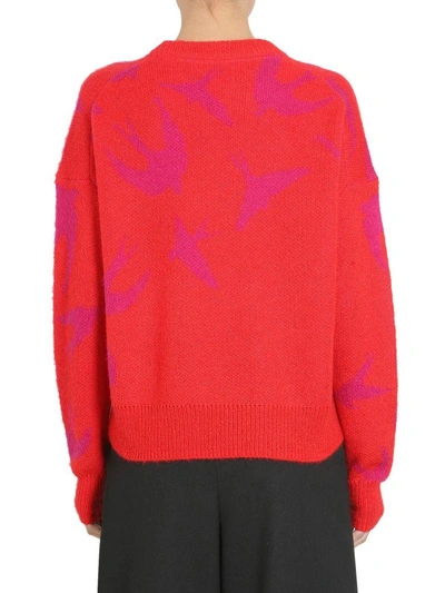 Shop Mcq By Alexander Mcqueen Swallow Intarsia Sweater In Rosso