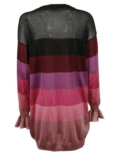 Shop Marco De Vincenzo Geometric Astro Longline Cardigan In Rosa Degrade