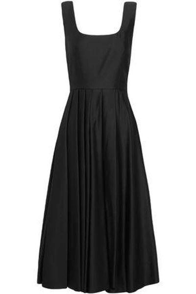 Shop A.w.a.k.e. Woman Pleated Satin-jersey Dress Black