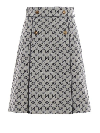 Shop Gucci A-line Skirt In Gardenia-adm.dk Blue