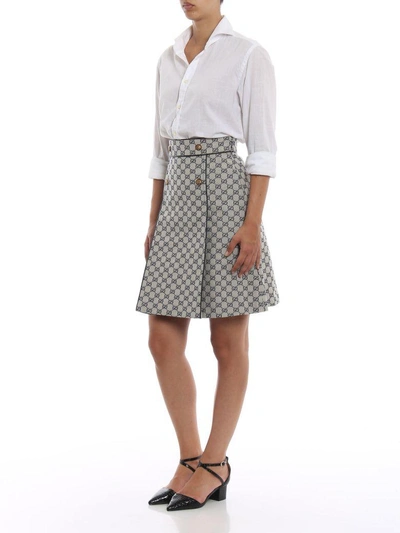 Shop Gucci A-line Skirt In Gardenia-adm.dk Blue