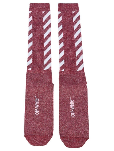 Shop Off-white Off White Diag Sock In Red