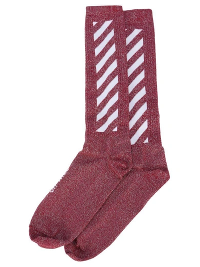 Shop Off-white Off White Diag Sock In Red