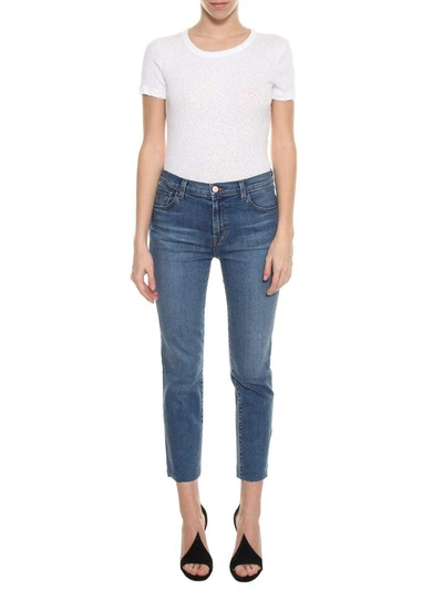Shop J Brand Raw Edge Jeans In Wash Blue
