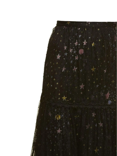 Shop Moschino Tulle Star Skirt In Nero Multicolor
