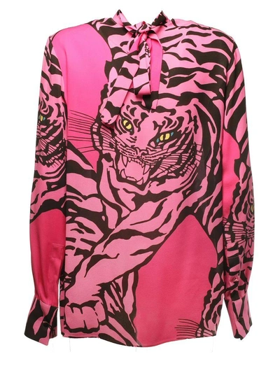 Shop Valentino Tiger Print Blouse In Amdisco Pink