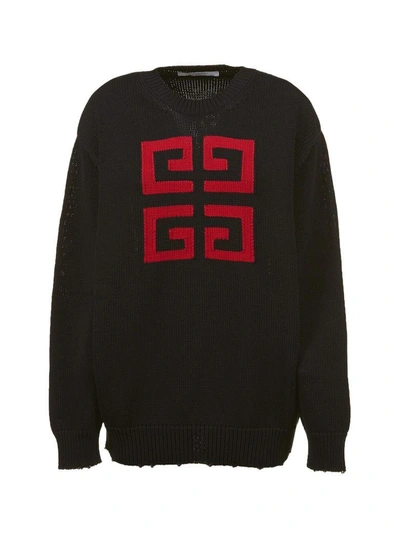 Shop Givenchy Logo Sweatshirt In Blu Scuro Rosso