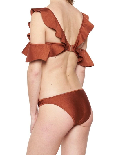 Shop Zimmermann 'tali Flutter' Swimsuit In Brown
