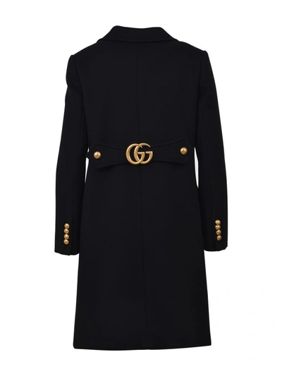 Shop Gucci Wool Coat With Double G In Black