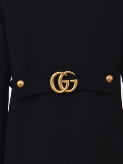Shop Gucci Wool Coat With Double G In Black