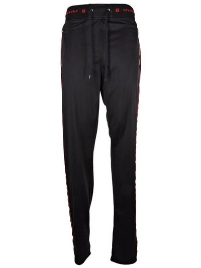 Shop Givenchy Logo Track Pants In Black/red