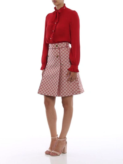 Shop Gucci A-line Skirt In Gardenia-h.red