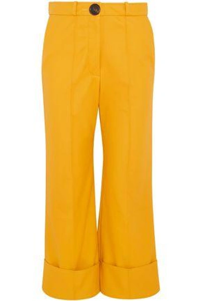 Shop A.w.a.k.e. Woman Faux Leather Wide-leg Pants Saffron