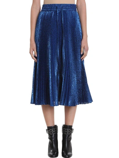 Shop Red Valentino Blue Sparkle Pleated Skirt