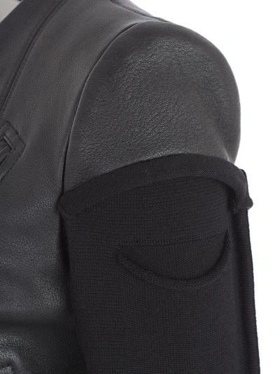 Shop Rick Owens V-neck Biker Jacket In Black