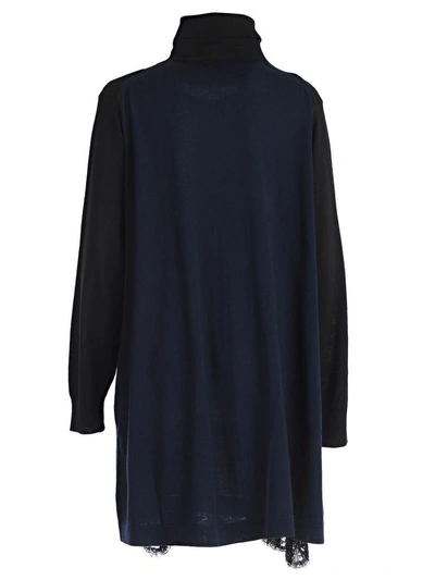 Shop Sacai Turtle Neck Dress In Black Navy