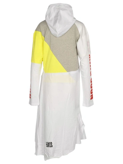 Shop Vetements Printed Hoodie Dress In Grey White Yellow