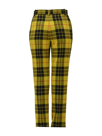 Shop Balenciaga Convertible Tartan Pants In Yellow