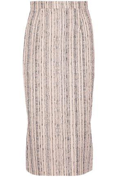 Shop Roland Mouret Woman Norley Crepe-paneled Bouclé Pencil Skirt Blush