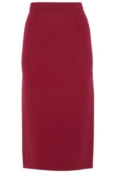 Shop Roland Mouret Woman Wool-crepe Pencil Skirt Claret