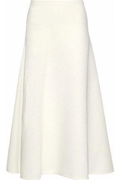 Shop Roland Mouret Brent Paneled Plissé-crepe Midi Skirt In White