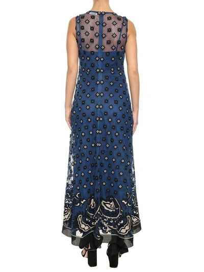 Shop Red Valentino Bandana Embroidered Long Dress In Blu