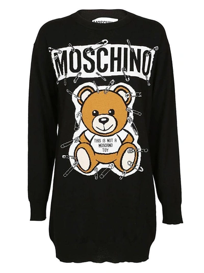 Shop Moschino Bear Print Jumper In Black