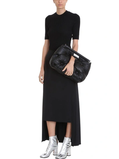 Shop Maison Margiela Pleated Long Skirt In Black