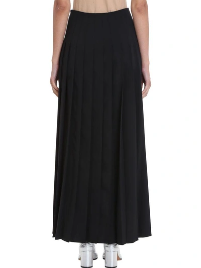 Shop Maison Margiela Pleated Long Skirt In Black