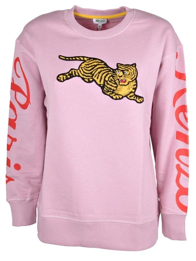 Shop Kenzo Jumping Tiger Sweatshirt In Rose Pastel