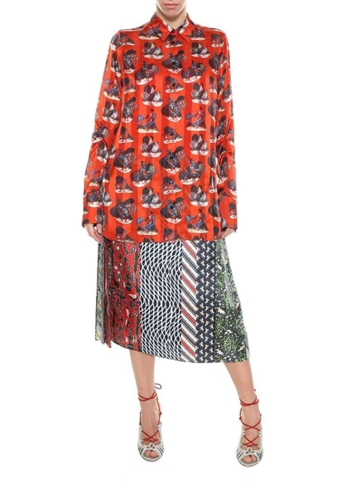 Shop Carven Printed Satin Skirt In Multi