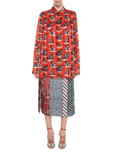 Shop Carven Printed Satin Skirt In Multi