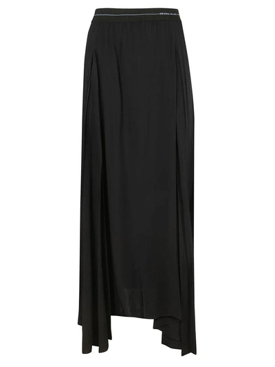 Shop Prada Asymmetric Skirt In Nero