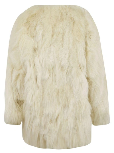 Shop Miu Miu Faux Fur Coat In Beige