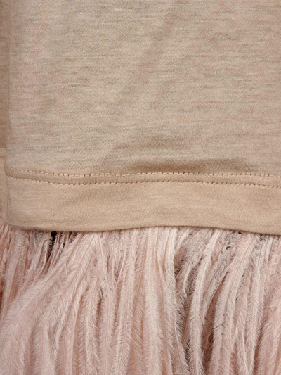 Shop N°21 Cotton T-shirt With Feathers Detail In Nude