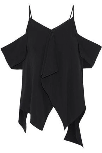 Shop Roland Mouret Woman Chiswell Cold-shoulder Draped Stretch-crepe Top Black