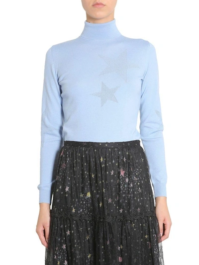 Shop Boutique Moschino Turtleneck Wool Jumper In Azzurro