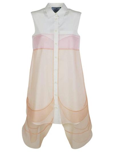 Shop Prada Popeline Petal Dress In Fwhite Albicocca