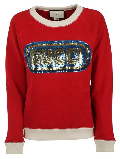 Shop Gucci Sequined Logo Sweatshirt
